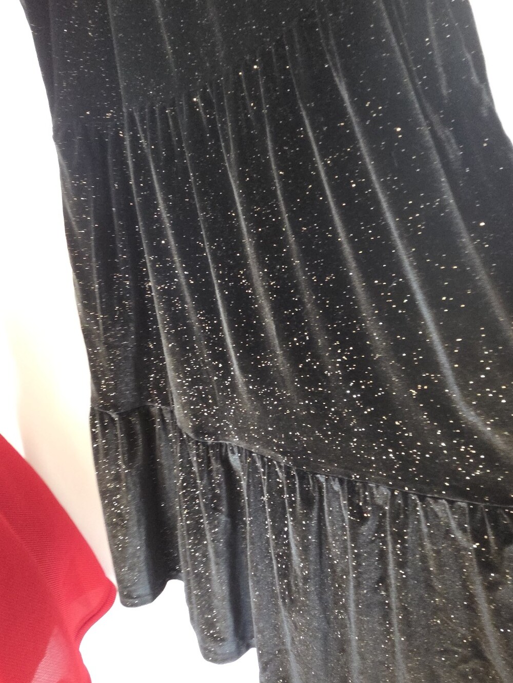 J. Crew Black Velvet Shimmer Tiered Midi Dress - Picture 4 of 12